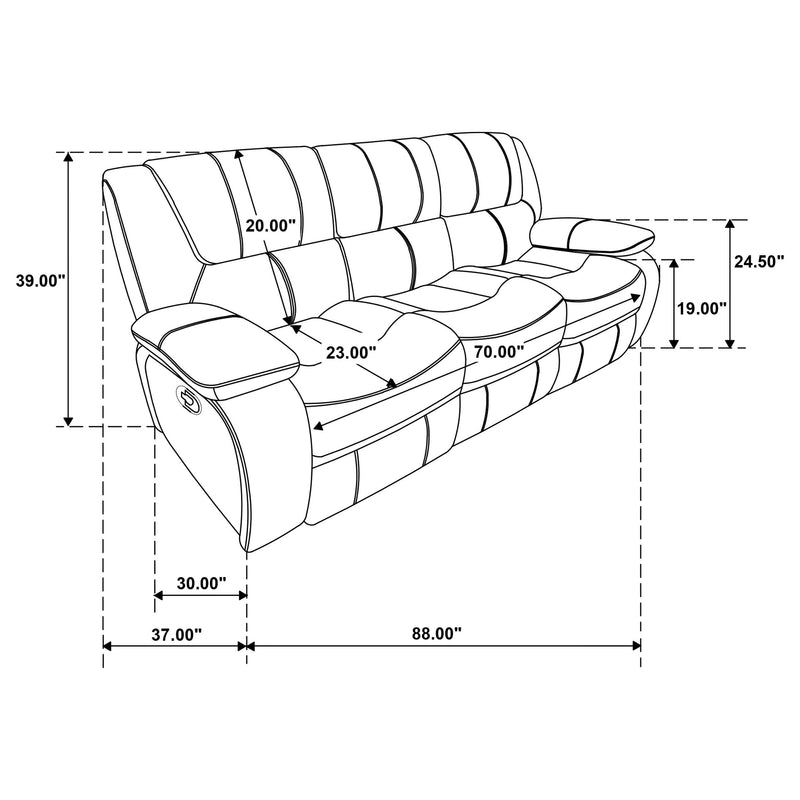 Camila Upholstered Motion Reclining Sofa White - 610247