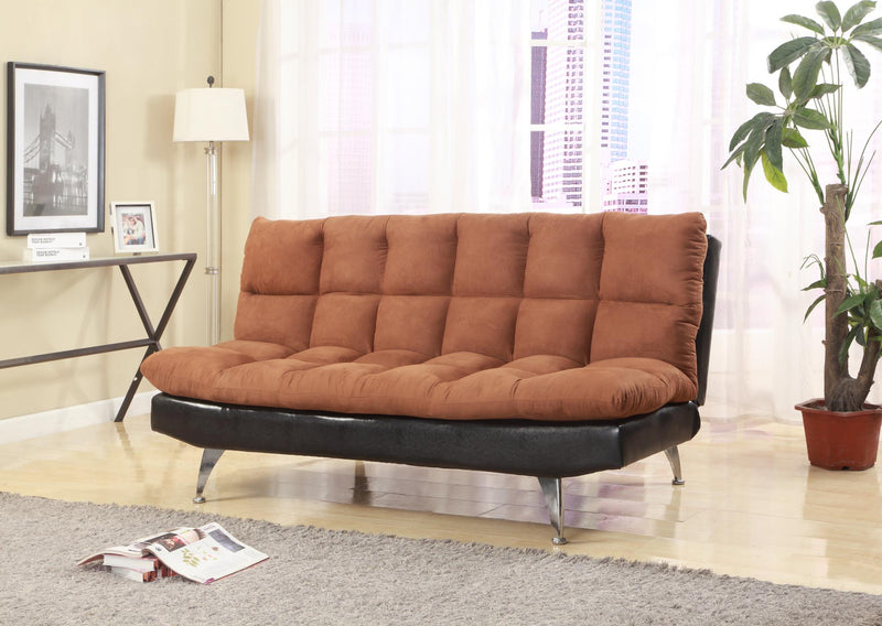 Camile Dark Brown Pu Adjustable Sofa Bed - Gate FurnitureFuton