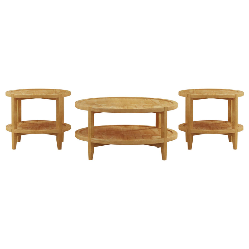 Camillo 3-piece Round Coffee and End Table Set Maple  - 709698-S3