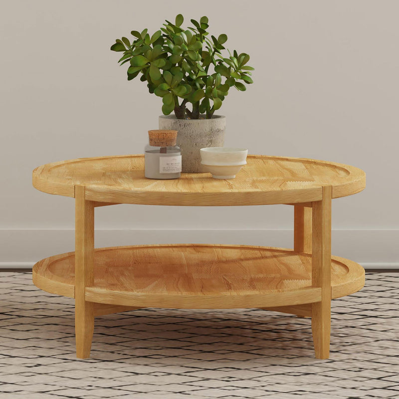 Camillo Round Solid Wood Coffee Table Maple Brown - 709698