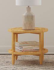 Camillo Round Solid Wood Side End Table Maple Brown - 709697