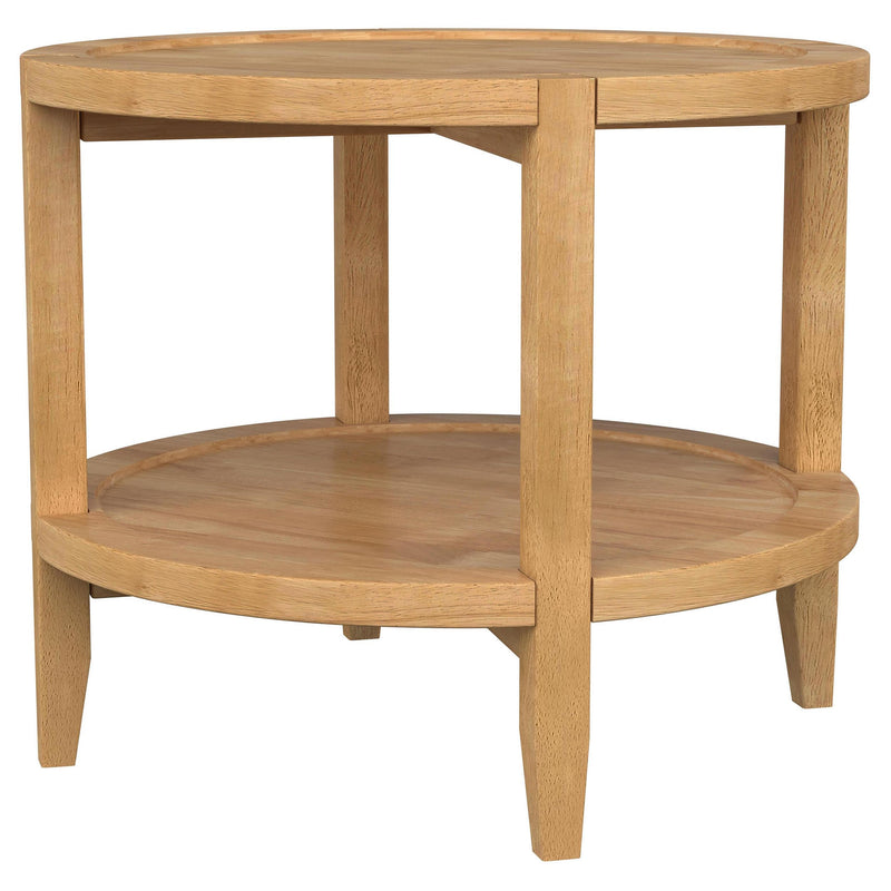 Camillo Round Solid Wood Side End Table Maple Brown - 709697