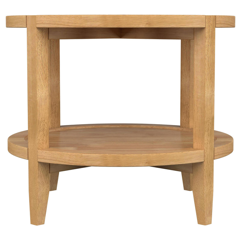 Camillo Round Solid Wood Side End Table Maple Brown - 709697
