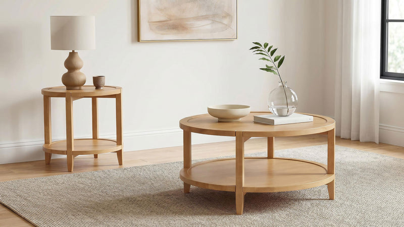 Camillo Round Solid Wood Side End Table Maple Brown - 709697