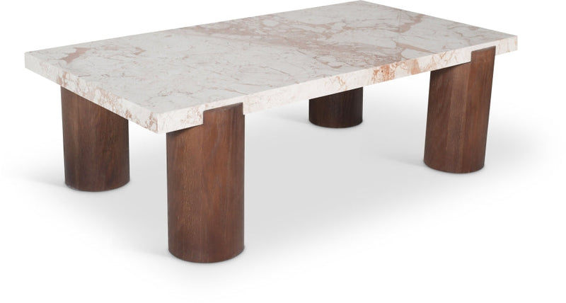 Campania Marble And Oak Wood Coffee Table in Cream - 99021Breccia-CT