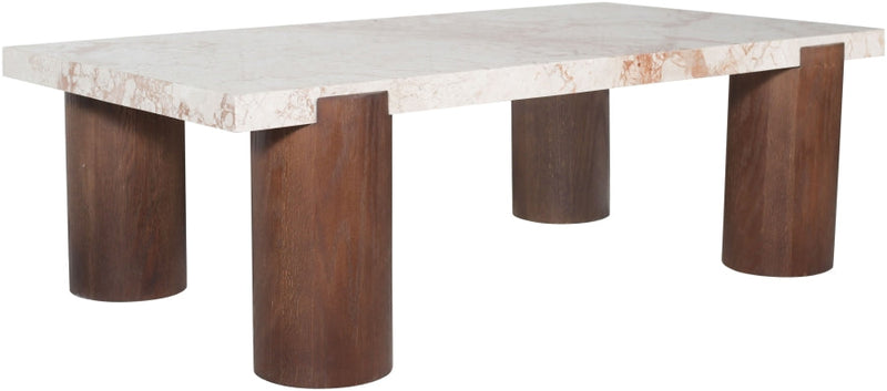 Campania Marble And Oak Wood Coffee Table in Cream - 99021Breccia-CT