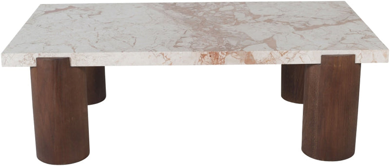 Campania Marble And Oak Wood Coffee Table in Cream - 99021Breccia-CT