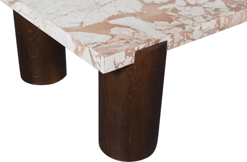 Campania Marble And Oak Wood Coffee Table in Cream - 99021Breccia-CT