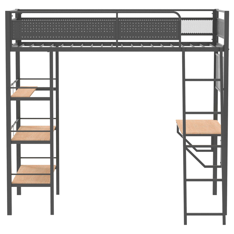 Campus 3-shelf Metal Twin Workstation Loft Bed Matte Black - 460332BLK