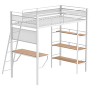 Campus 3-shelf Metal Twin Workstation Loft Bed Matte White - 460332WHT