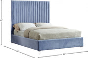 Candace Velvet King Bed Light Blue - Gate FurnitureKing Bed