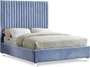 Candace Velvet King Bed Light Blue - Gate FurnitureKing Bed