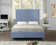 Candace Velvet King Bed Light Blue - Gate FurnitureKing Bed