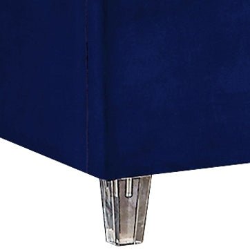 Candace Velvet Queen Bed Blue - Gate FurnitureQueen Bed