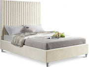 Candace Velvet Queen Bed Cream - Gate FurnitureQueen Bed