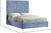 Candace Velvet Queen Bed Light Blue - Gate FurnitureQueen Bed