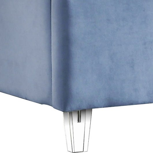 Candace Velvet Queen Bed Light Blue - Gate FurnitureQueen Bed