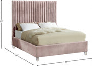Candace Velvet Queen Bed Pink - Gate FurnitureQueen Bed