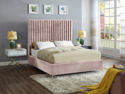 Candace Velvet Queen Bed Pink - Gate FurnitureQueen Bed