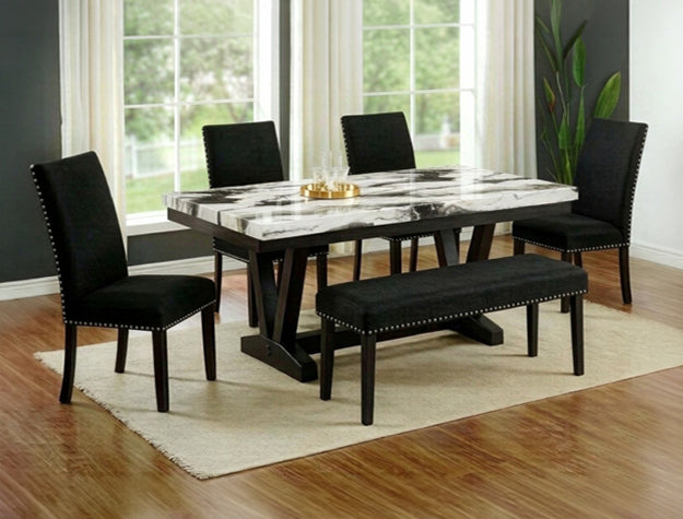 Canden Faux Marble Dining Table Brn - 1318BMBL-T-4072