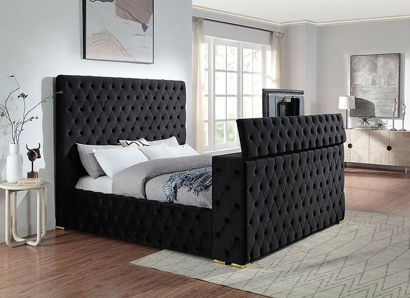 Cannes King Black Platform TV Bed - Gate FurnitureKing Bed