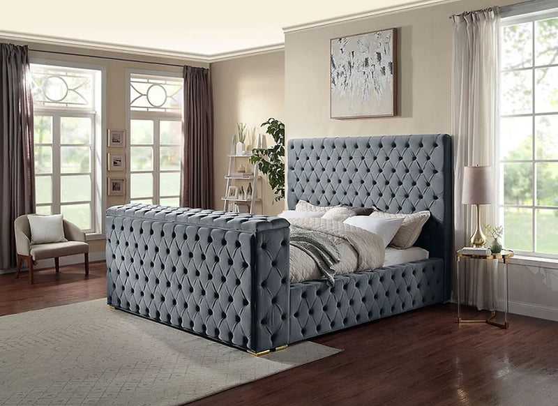 Cannes Queen Grey Platform TV Bed - Gate FurnitureQueen Bed