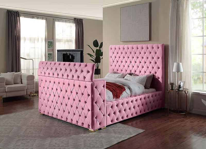 Cannes Queen Pink Platform TV Bed - Gate FurnitureQueen Bed