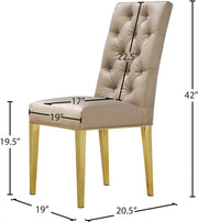 Capri Velvet Upholstered Dining Chair in Beige, Set of 2 - 716BE-C