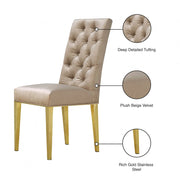 Capri Velvet Upholstered Dining Chair in Beige, Set of 2 - 716BE-C