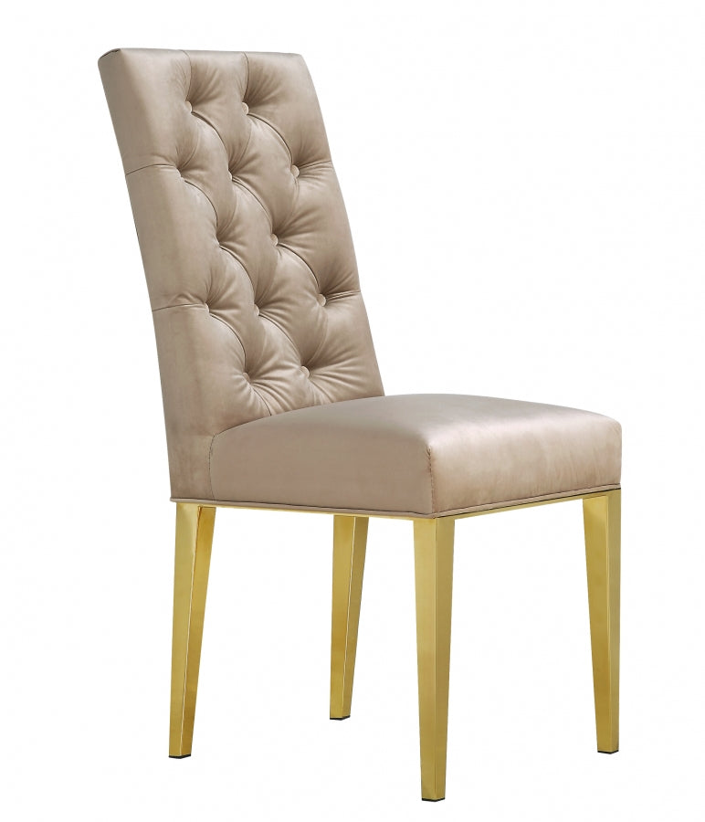 Capri Velvet Upholstered Dining Chair in Beige, Set of 2 - 716BE-C