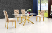 Capri Velvet Upholstered Dining Chair in Beige, Set of 2 - 716BE-C