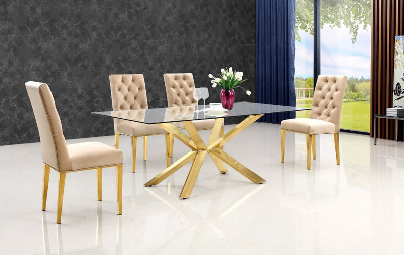 Capri Velvet Upholstered Dining Chair in Beige, Set of 2 - 716BE-C