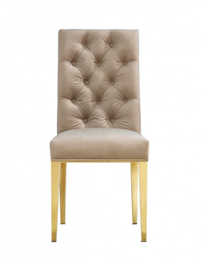 Capri Velvet Upholstered Dining Chair in Beige, Set of 2 - 716BE-C