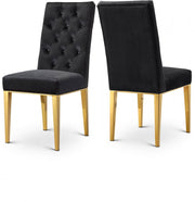 Capri Velvet Upholstered Dining Chair in Black, Set of 2 - 716Black-C