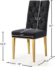 Capri Velvet Upholstered Dining Chair in Black, Set of 2 - 716Black-C