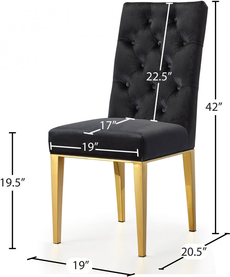 Capri Velvet Upholstered Dining Chair in Black, Set of 2 - 716Black-C