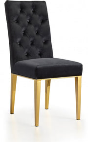 Capri Velvet Upholstered Dining Chair in Black, Set of 2 - 716Black-C