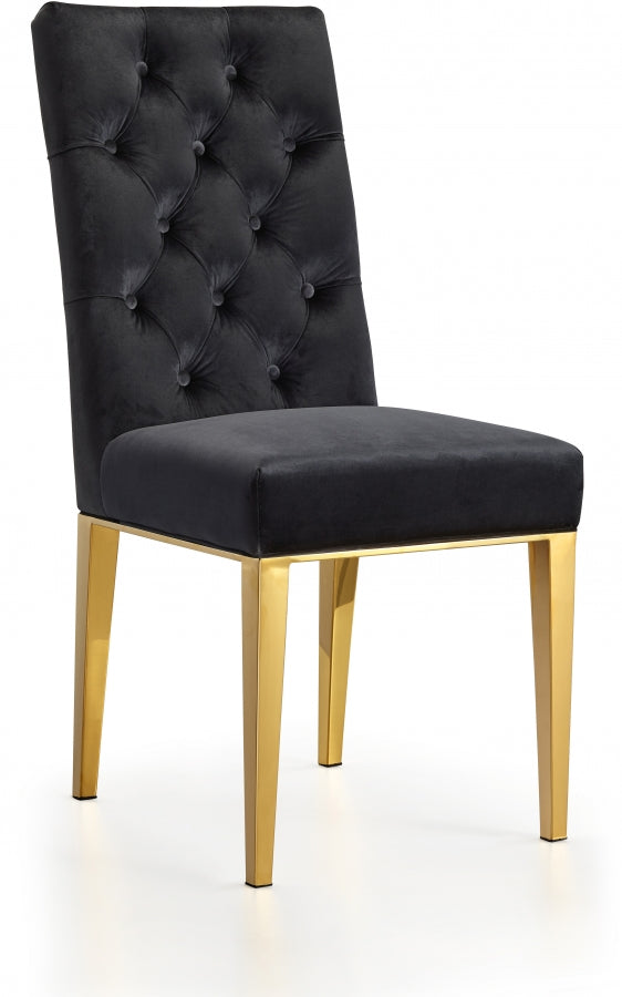 Capri Velvet Upholstered Dining Chair in Black, Set of 2 - 716Black-C