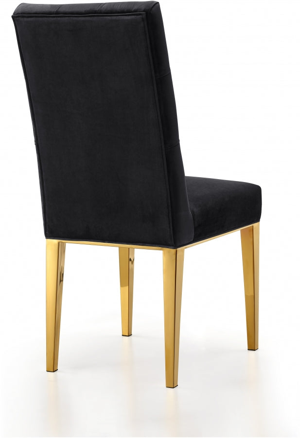 Capri Velvet Upholstered Dining Chair in Black, Set of 2 - 716Black-C