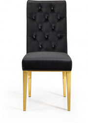 Capri Velvet Upholstered Dining Chair in Black, Set of 2 - 716Black-C