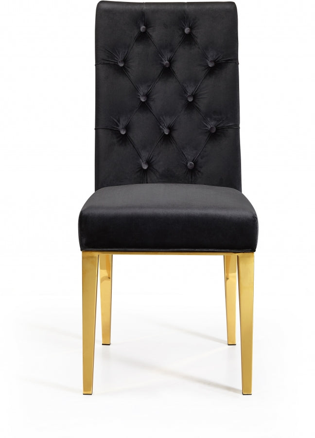 Capri Velvet Upholstered Dining Chair in Black, Set of 2 - 716Black-C
