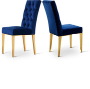 Capri Velvet Upholstered Dining Chair in Blue, Set of 2 - 716Navy-C