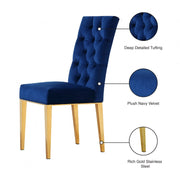Capri Velvet Upholstered Dining Chair in Blue, Set of 2 - 716Navy-C