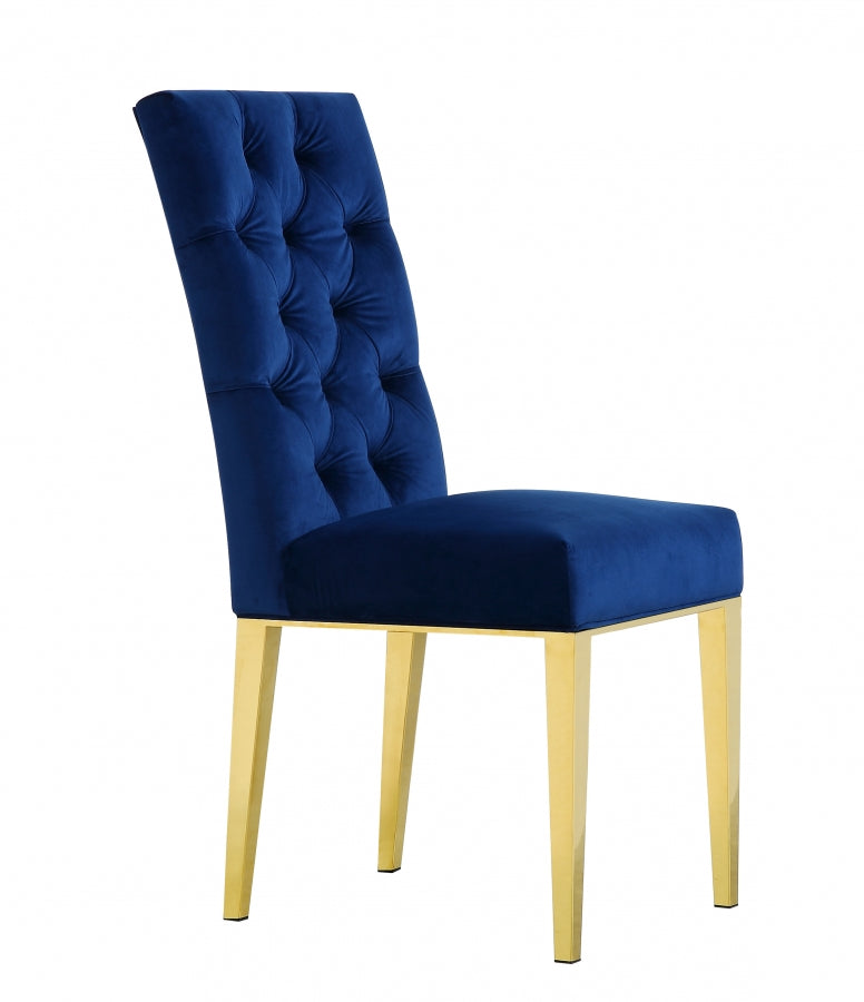 Capri Velvet Upholstered Dining Chair in Blue, Set of 2 - 716Navy-C