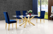 Capri Velvet Upholstered Dining Chair in Blue, Set of 2 - 716Navy-C