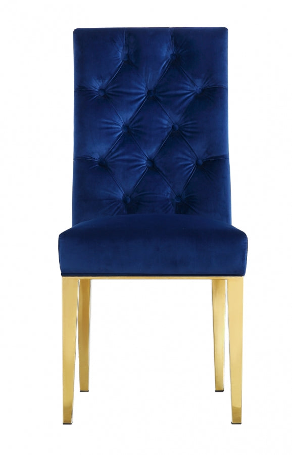 Capri Velvet Upholstered Dining Chair in Blue, Set of 2 - 716Navy-C