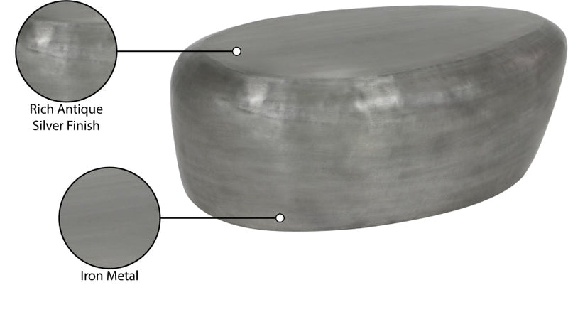 Capsule Aluminum Coffee Table in Silver - 99062Silver-CT