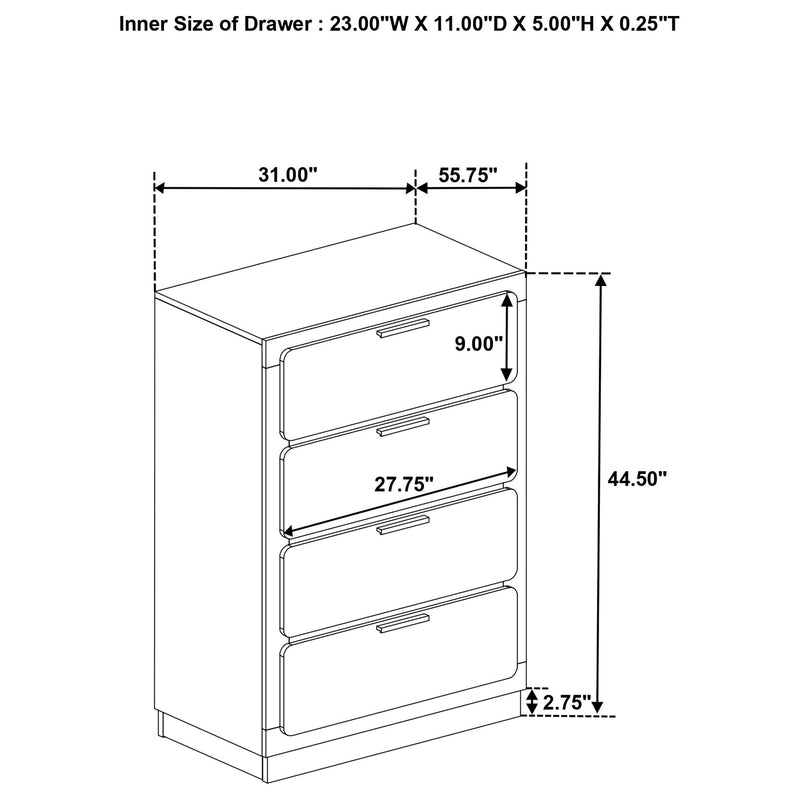 Caraway 4-drawer Bedroom Chest White - 224775