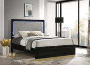 Caraway Wood Eastern King LED Panel Bed Black - 224781KE