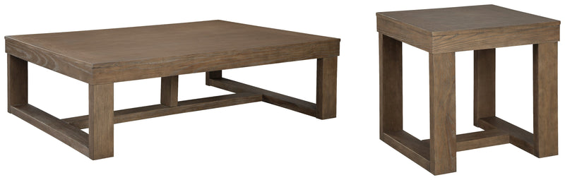 Cariton Coffee Table with 1 End Table in Gray - PKG008672